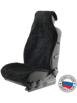 Накидка на переднее сиденье, искусственный мех, размер 55 х145 см, черный