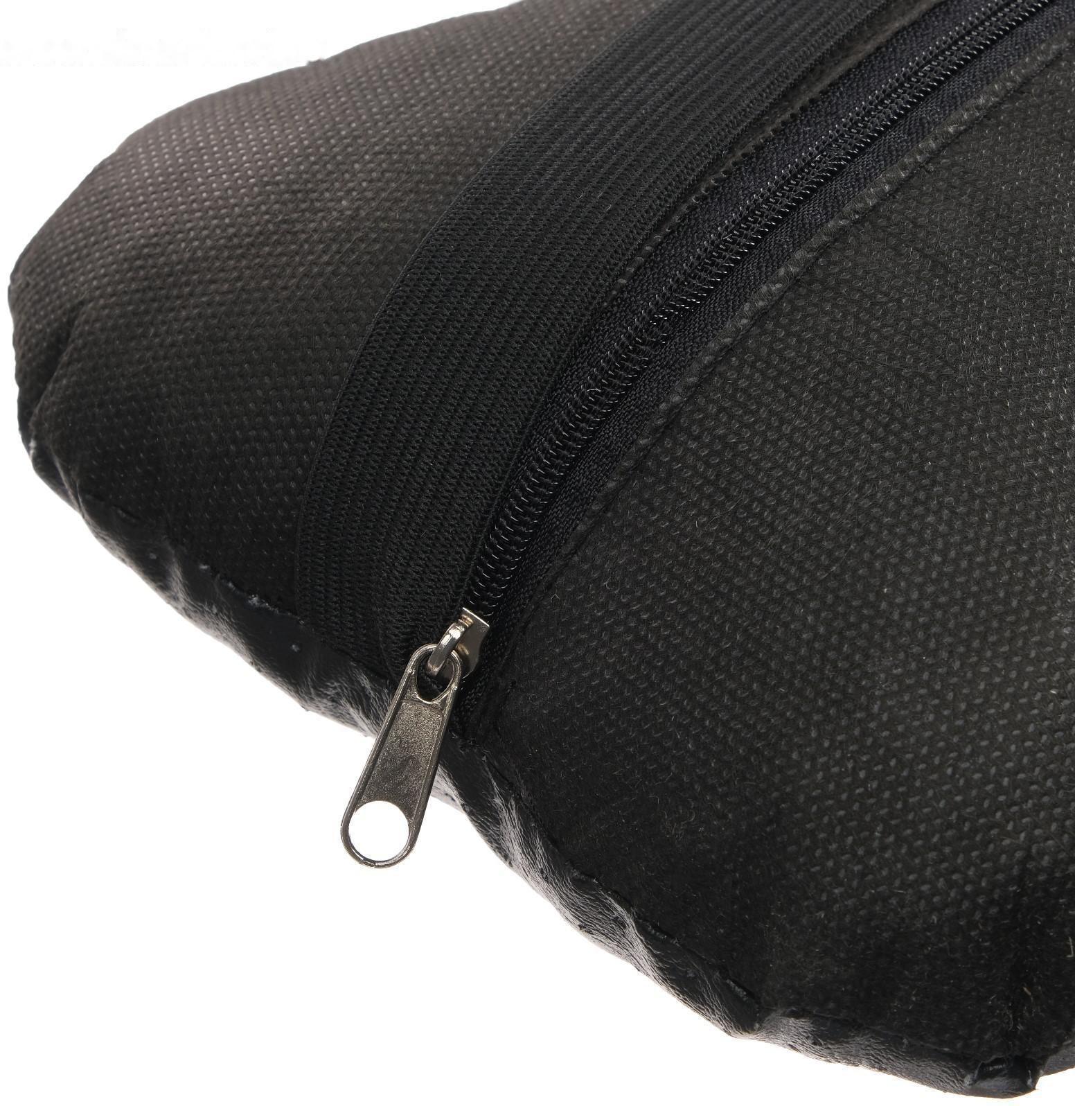 Подушка автомобильная косточка, на подголовник, экокожа перфорированная, черный 16х24 см