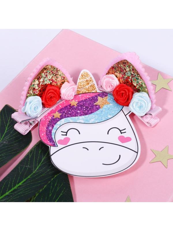 Заколки ушки для волос киса «Единорожные радости», пара