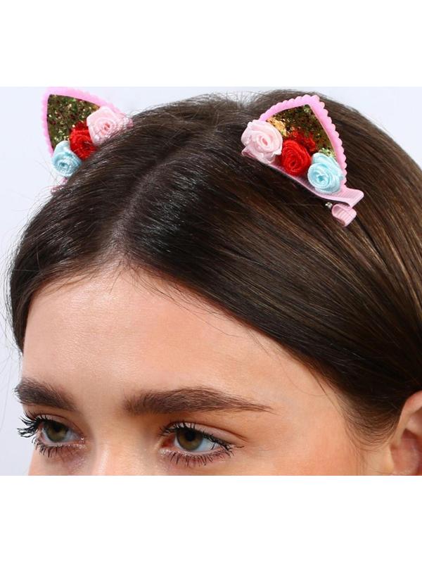 Заколки ушки для волос киса «Единорожные радости», пара