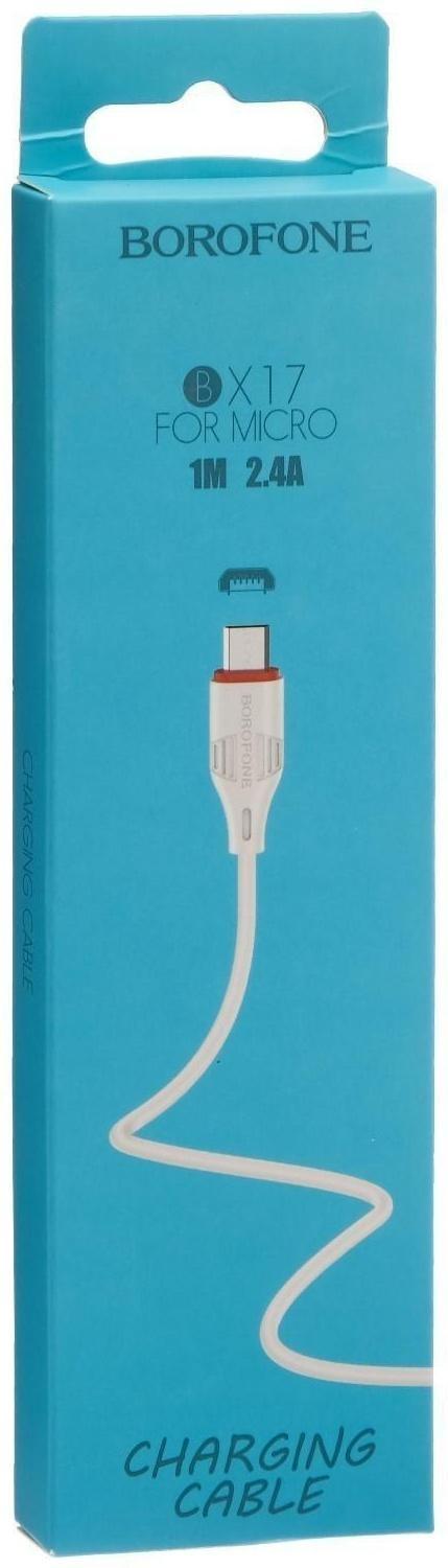 Кабель Borofone BX17, micro USB - USB, 2,4 А, 1 м, белый