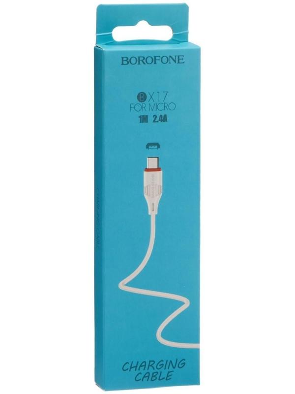 Кабель Borofone BX17, micro USB - USB, 2,4 А, 1 м, белый