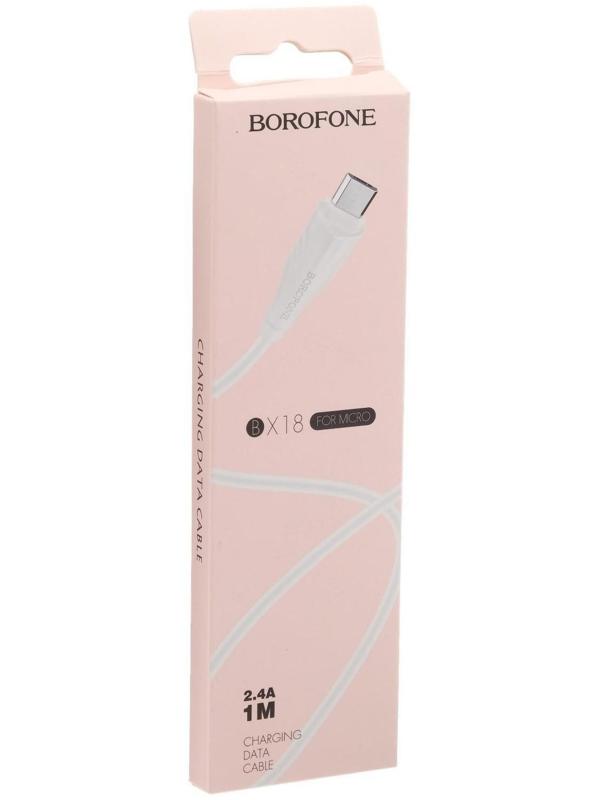 Кабель Borofone BX18, micro USB - USB, 2 А, 1 м, белый