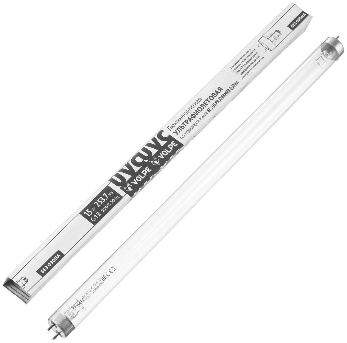 Лампа ультрафиолетовая бактерицидная Volpe, G13, 15 Вт, 253.7 нм, 437.4 мм