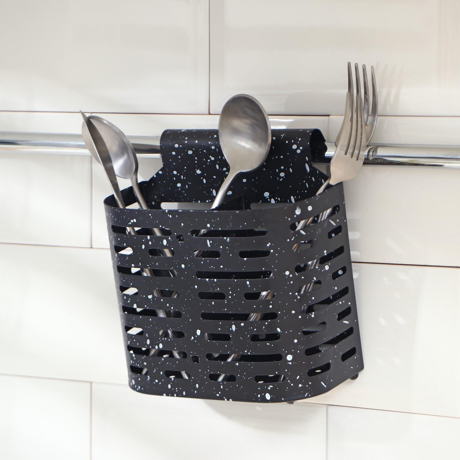 Сушилка для столовых приборов подвесная Доляна, 17,5×16×11,5 см, цвет чёрный