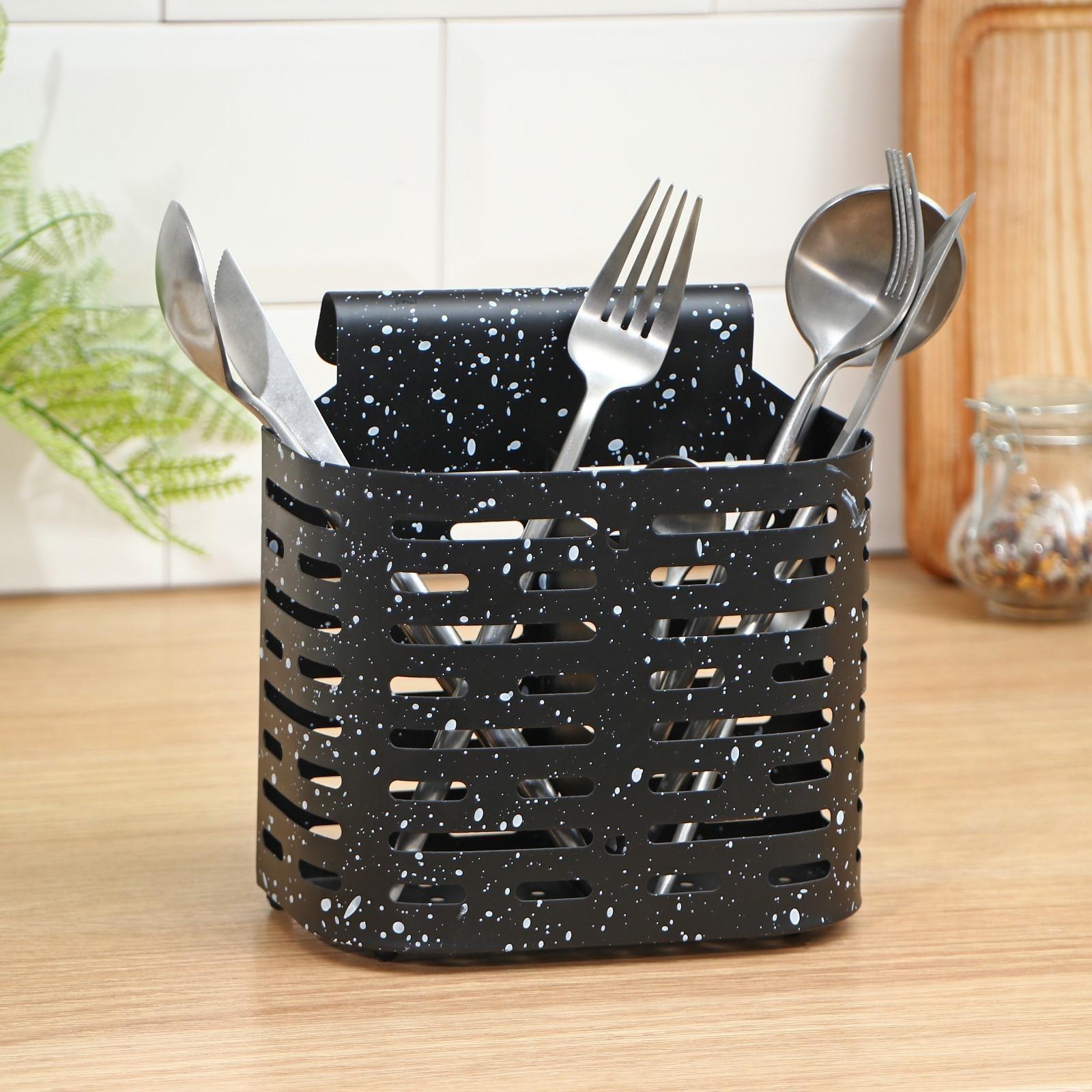 Сушилка для столовых приборов подвесная Доляна, 17,5×16×11,5 см, цвет чёрный