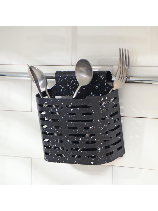 Сушилка для столовых приборов подвесная Доляна, 17,5×16×11,5 см, цвет чёрный