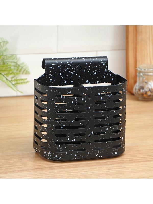 Сушилка для столовых приборов подвесная Доляна, 17,5×16×11,5 см, цвет чёрный