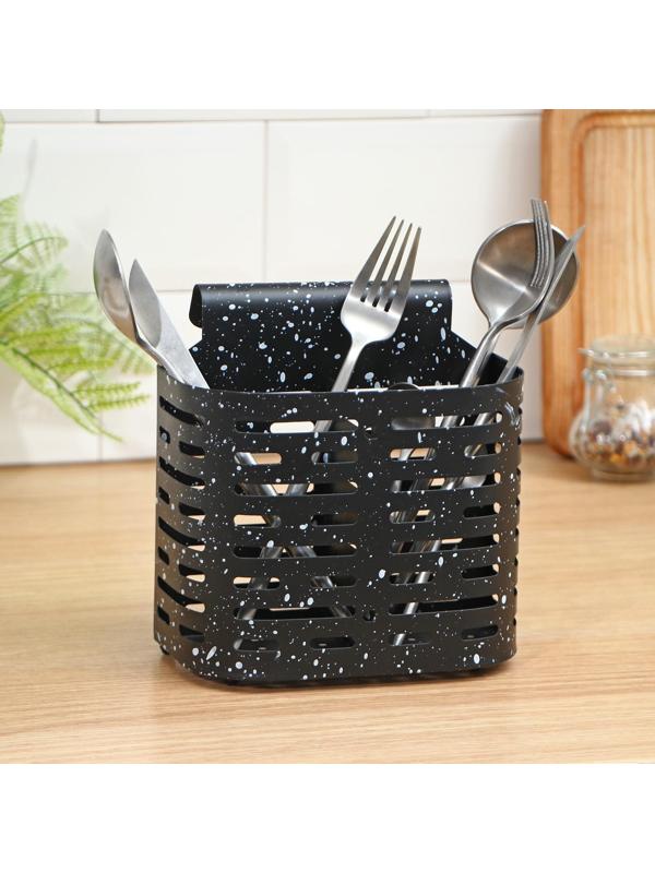 Сушилка для столовых приборов подвесная Доляна, 17,5×16×11,5 см, цвет чёрный