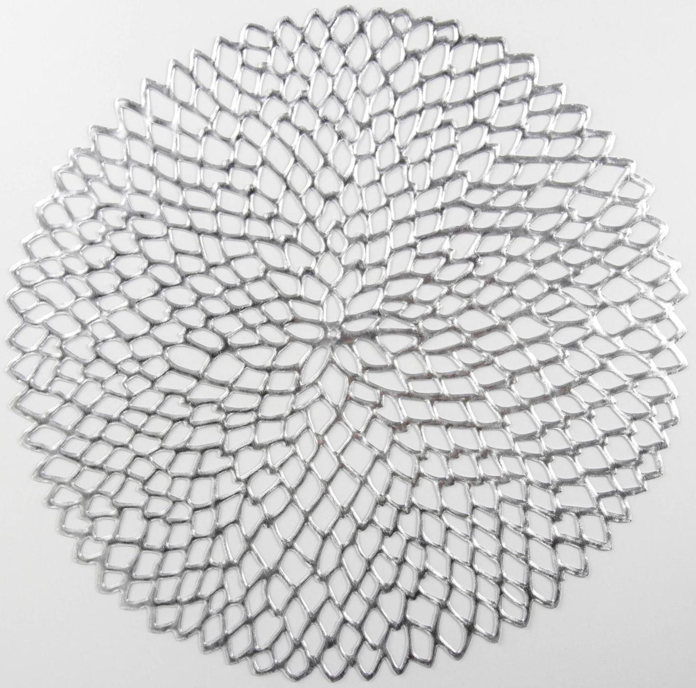 Набор салфеток сервировочных на стол Доляна «Лея», d=38 см, 4 шт, цвет серебряный