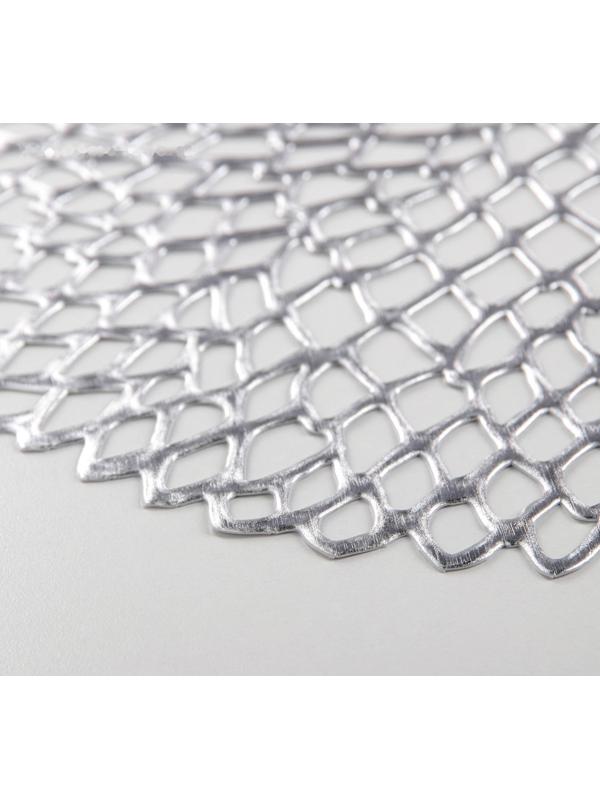 Набор салфеток сервировочных на стол Доляна «Лея», d=38 см, 4 шт, цвет серебряный