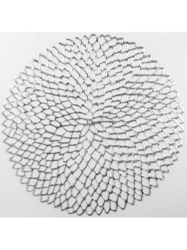 Набор салфеток сервировочных на стол Доляна «Лея», d=38 см, 4 шт, цвет серебряный