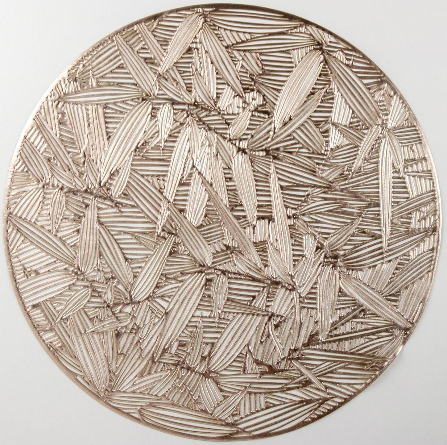 Набор салфеток сервировочных на стол Доляна «Листья», d=38 см, 4 шт, цвет золотой