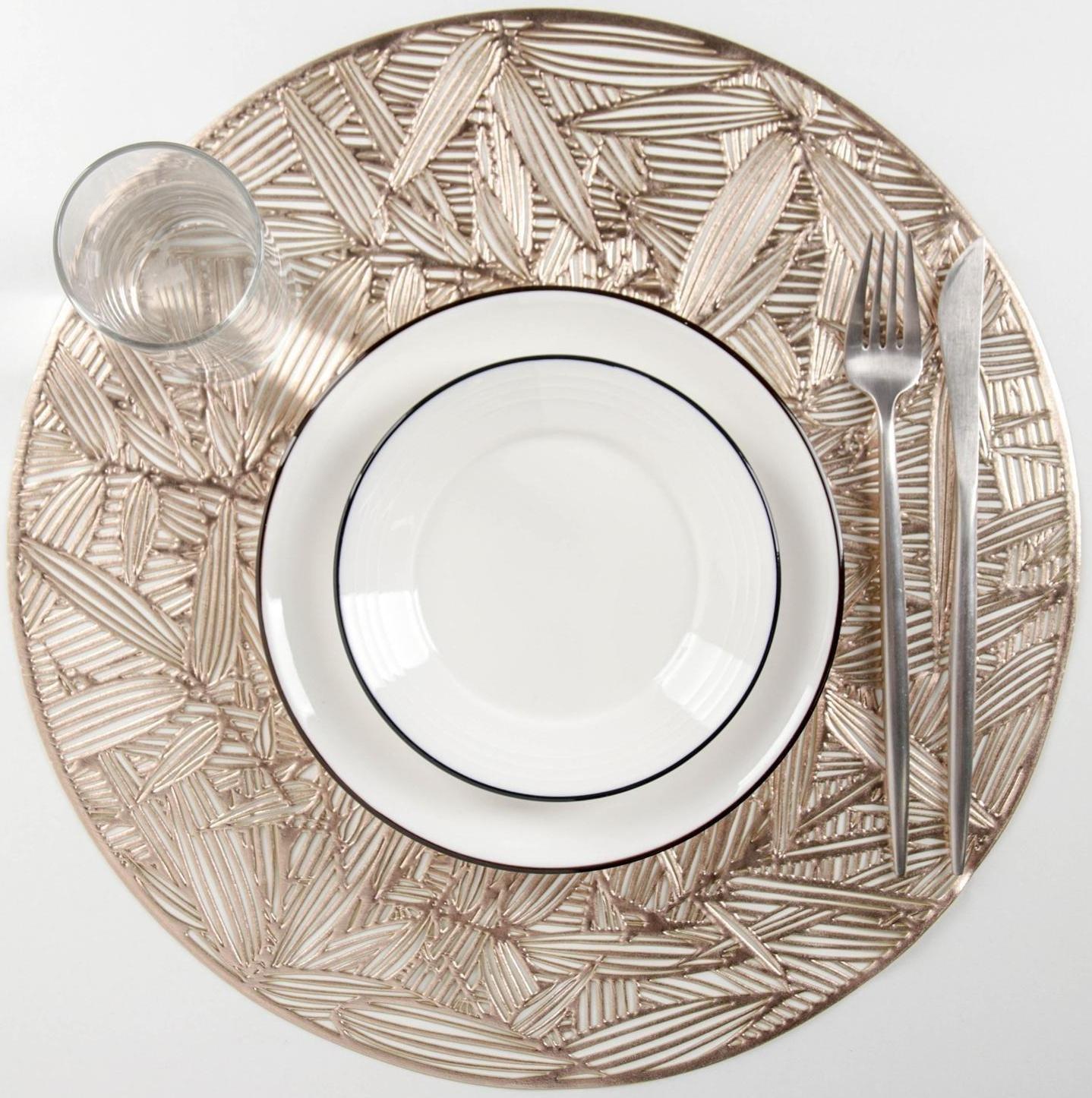 Набор салфеток сервировочных на стол Доляна «Листья», d=38 см, 4 шт, цвет золотой