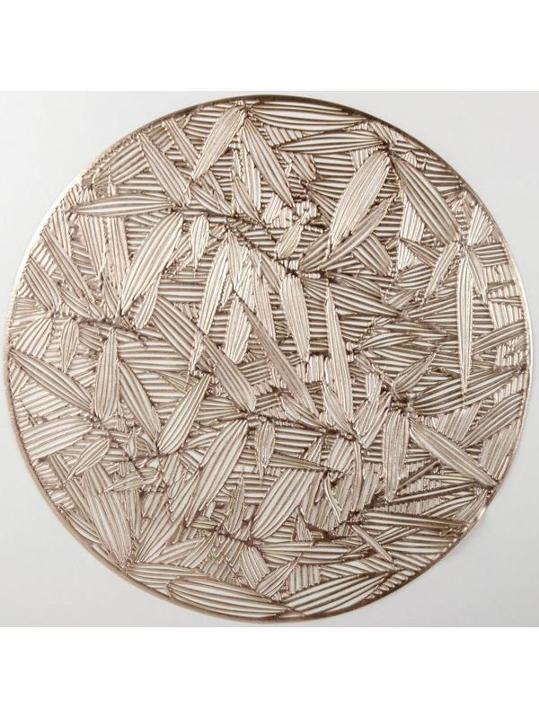 Набор салфеток сервировочных на стол Доляна «Листья», d=38 см, 4 шт, цвет золотой