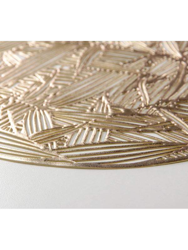 Набор салфеток сервировочных на стол Доляна «Листья», d=38 см, 4 шт, цвет золотой