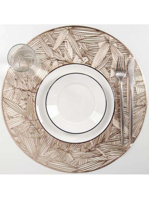 Набор салфеток сервировочных на стол Доляна «Листья», d=38 см, 4 шт, цвет золотой
