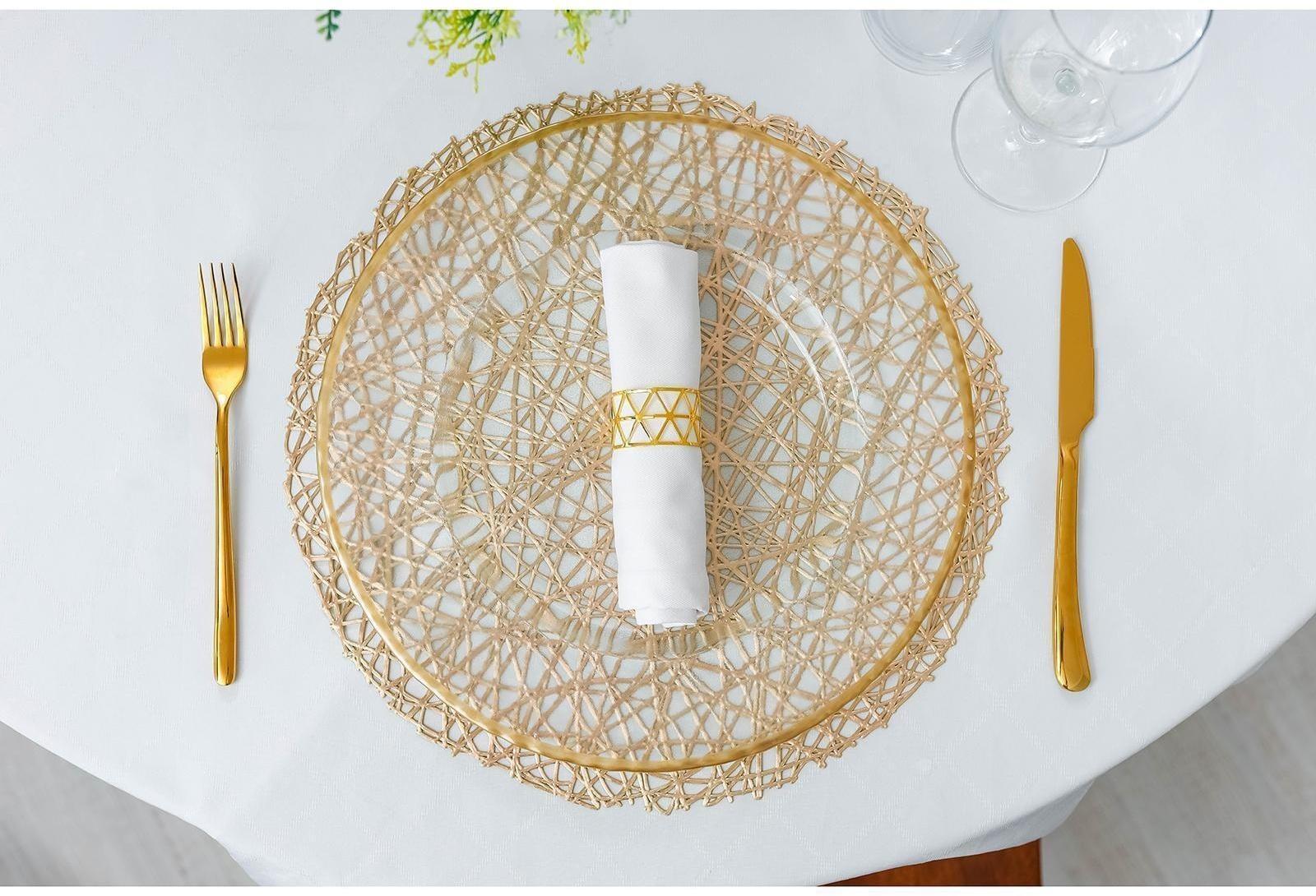Набор салфеток сервировочных на стол Доляна «Паутинка», d=38 см, 4 шт, цвет золотой