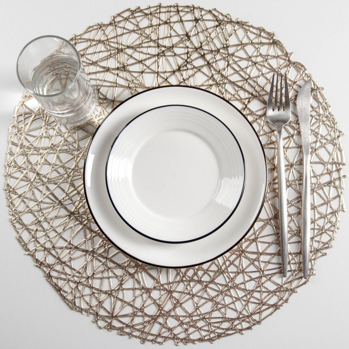 Набор салфеток сервировочных на стол Доляна «Паутинка», d=38 см, 4 шт, цвет золотой