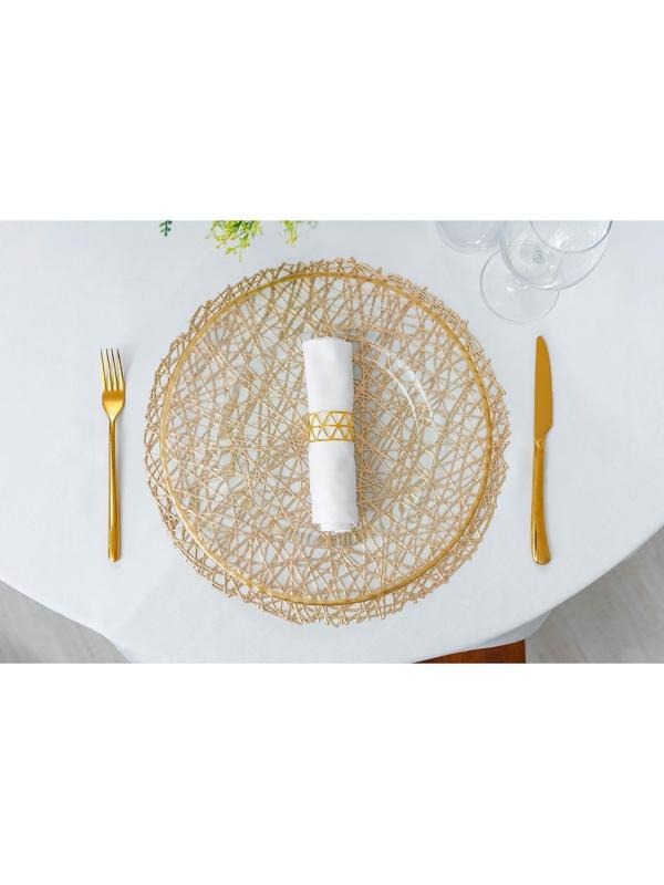 Набор салфеток сервировочных на стол Доляна «Паутинка», d=38 см, 4 шт, цвет золотой