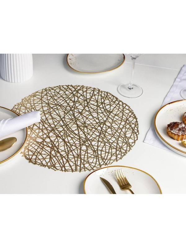 Набор салфеток сервировочных на стол Доляна «Паутинка», d=38 см, 4 шт, цвет золотой