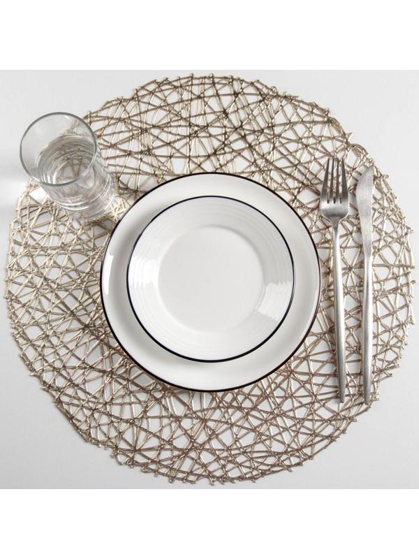 Набор салфеток сервировочных на стол Доляна «Паутинка», d=38 см, 4 шт, цвет золотой