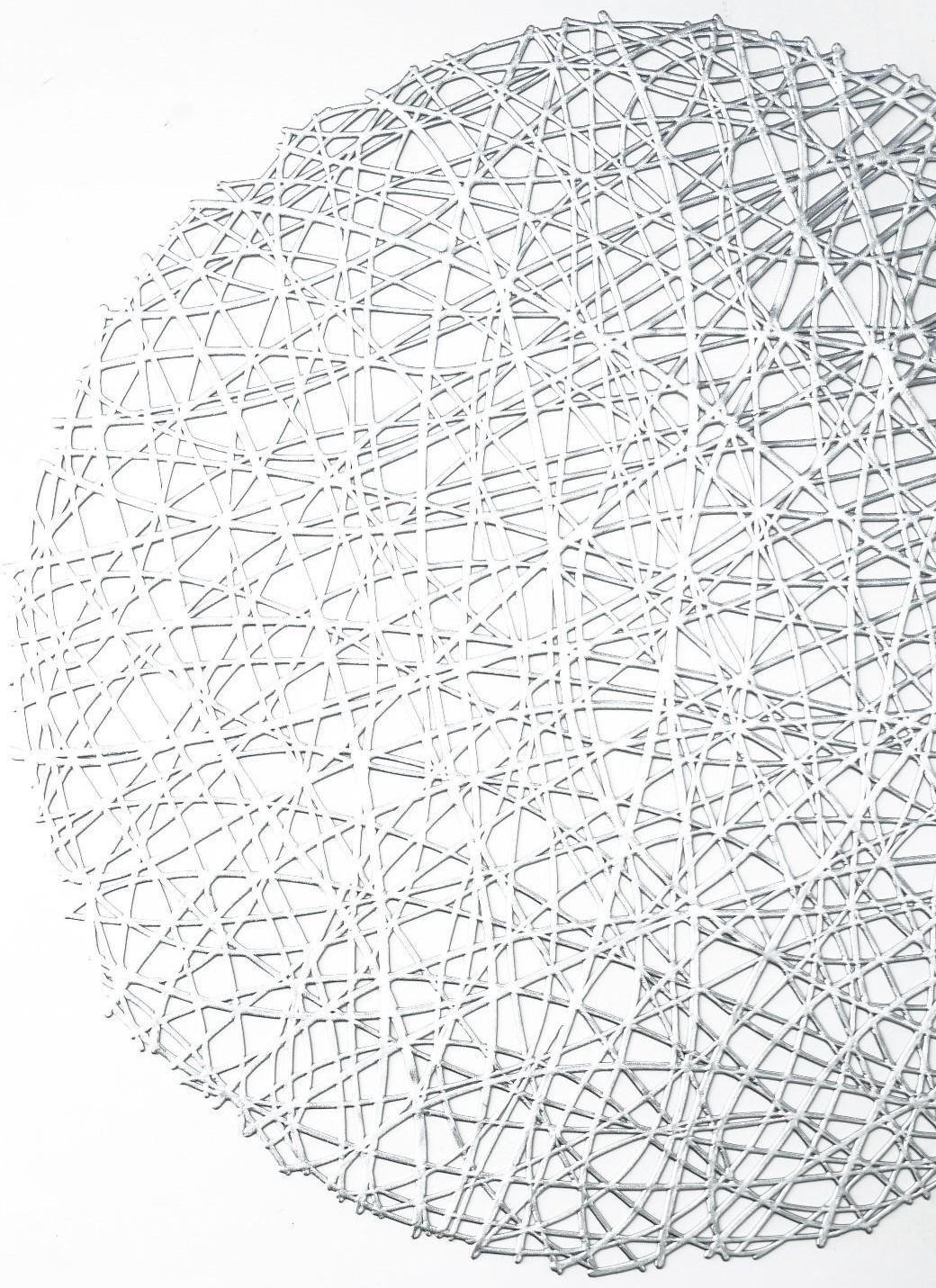 Набор салфеток сервировочных на стол Доляна «Паутинка», d=38 см, 4 шт, цвет серебряный