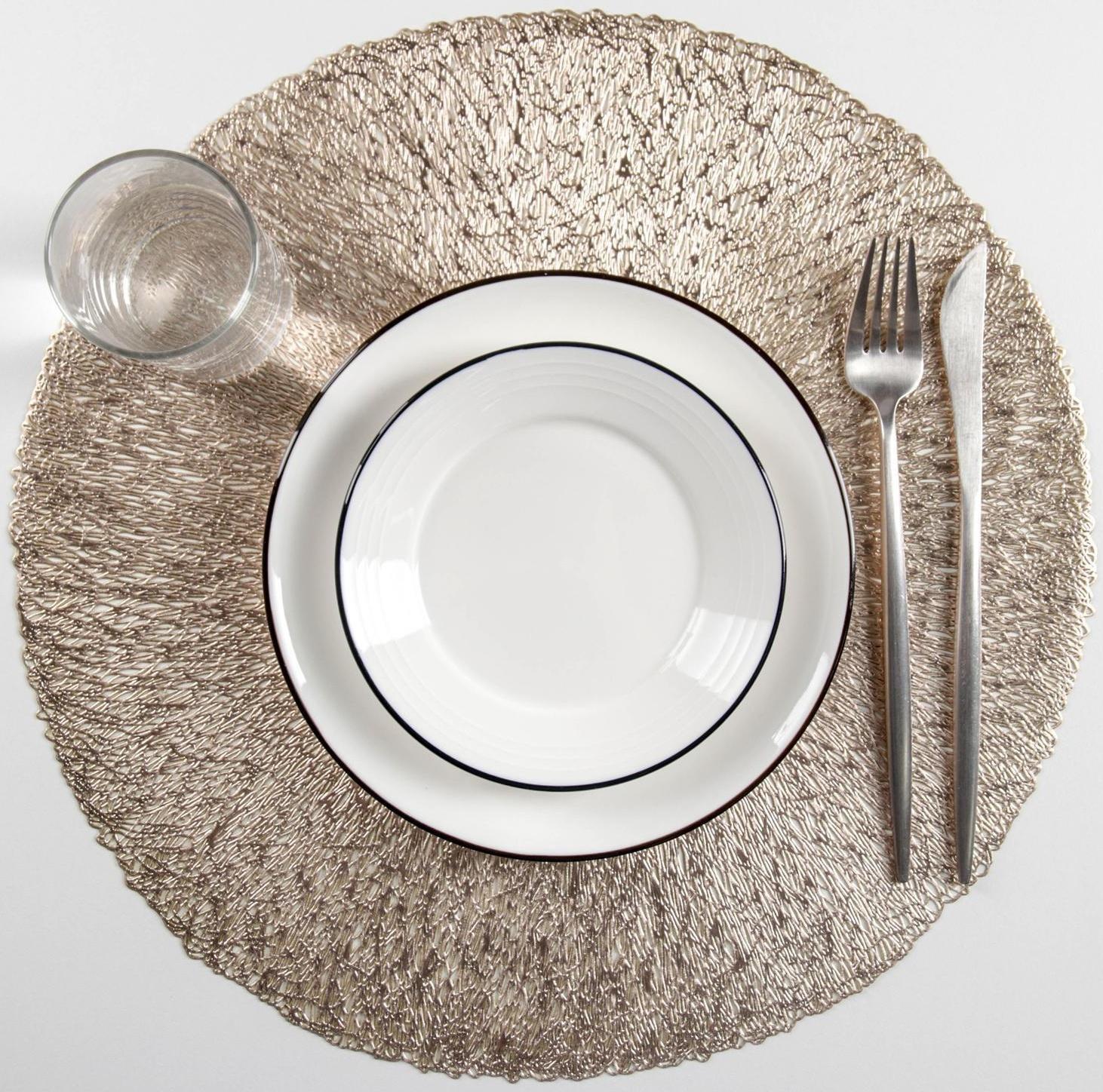 Набор салфеток сервировочных на стол Доляна «Соломка», d=38 см, 4 шт, цвет золото