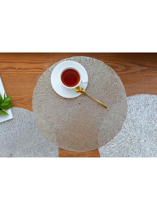 Набор салфеток сервировочных на стол Доляна «Соломка», d=38 см, 4 шт, цвет золото