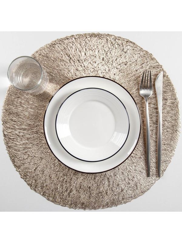 Набор салфеток сервировочных на стол Доляна «Соломка», d=38 см, 4 шт, цвет золото