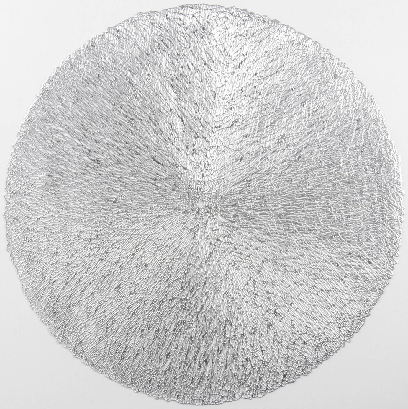 Набор салфеток сервировочных на стол Доляна «Соломка», d=38 см, 4 шт, цвет серебро