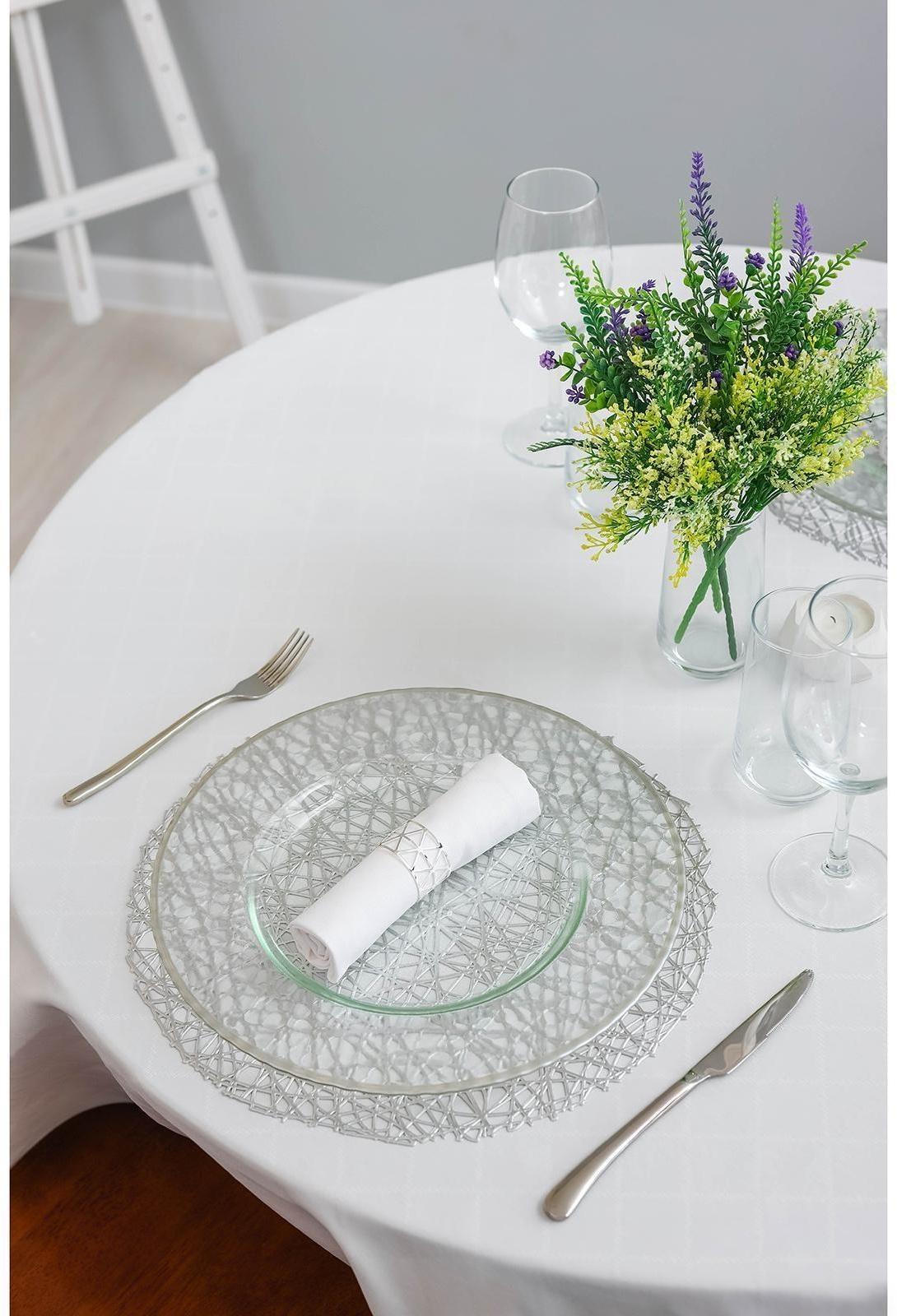 Набор салфеток сервировочных на стол Доляна «Соломка», d=38 см, 4 шт, цвет серебро