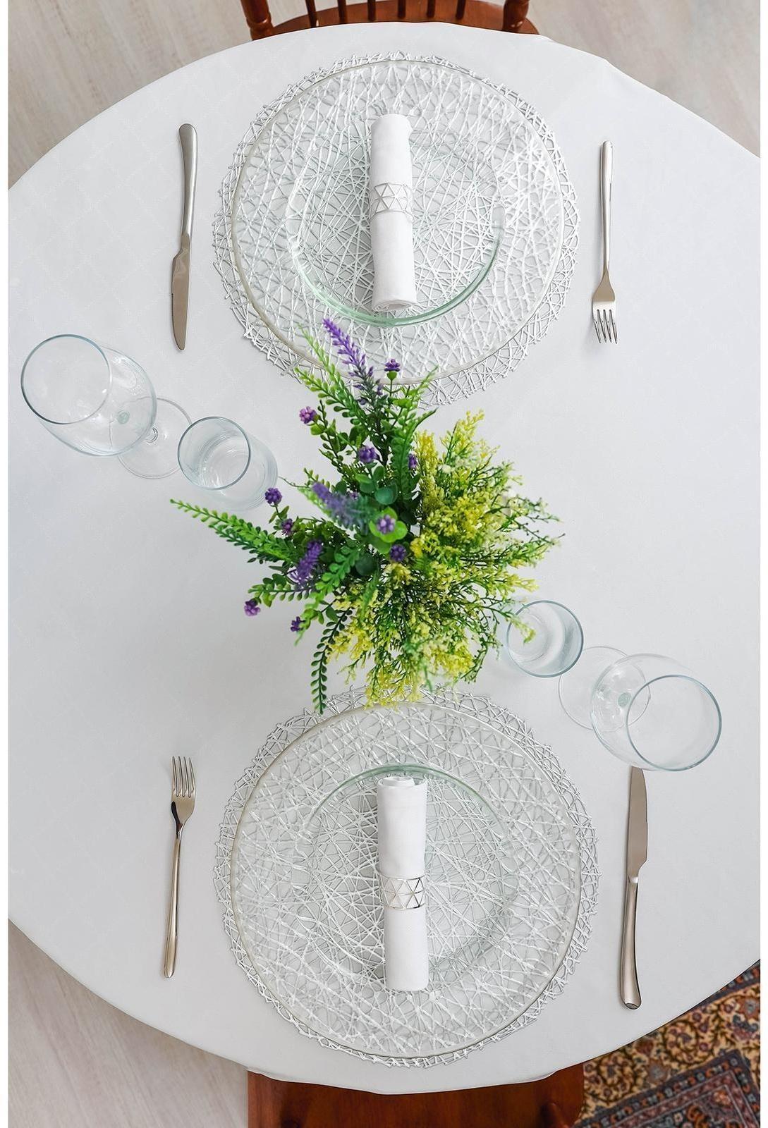 Набор салфеток сервировочных на стол Доляна «Соломка», d=38 см, 4 шт, цвет серебро