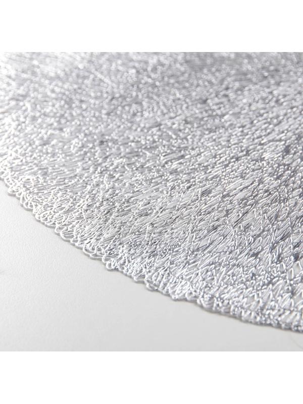 Набор салфеток сервировочных на стол Доляна «Соломка», d=38 см, 4 шт, цвет серебро