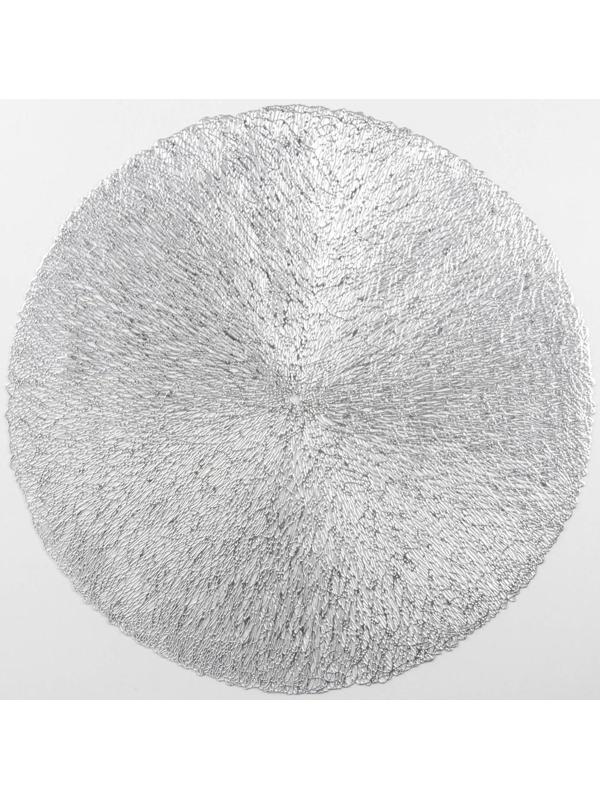 Набор салфеток сервировочных на стол Доляна «Соломка», d=38 см, 4 шт, цвет серебро