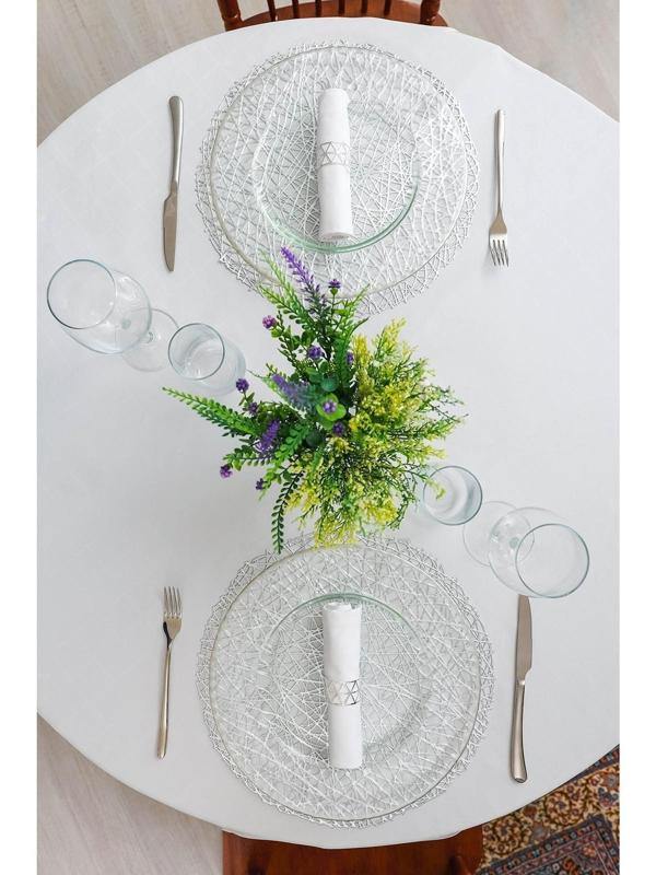 Набор салфеток сервировочных на стол Доляна «Соломка», d=38 см, 4 шт, цвет серебро