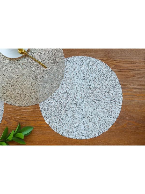 Набор салфеток сервировочных на стол Доляна «Соломка», d=38 см, 4 шт, цвет светло-серый