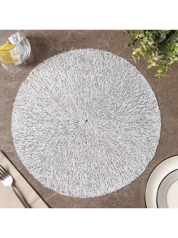 Набор салфеток сервировочных на стол Доляна «Соломка», d=38 см, 4 шт, цвет светло-серый