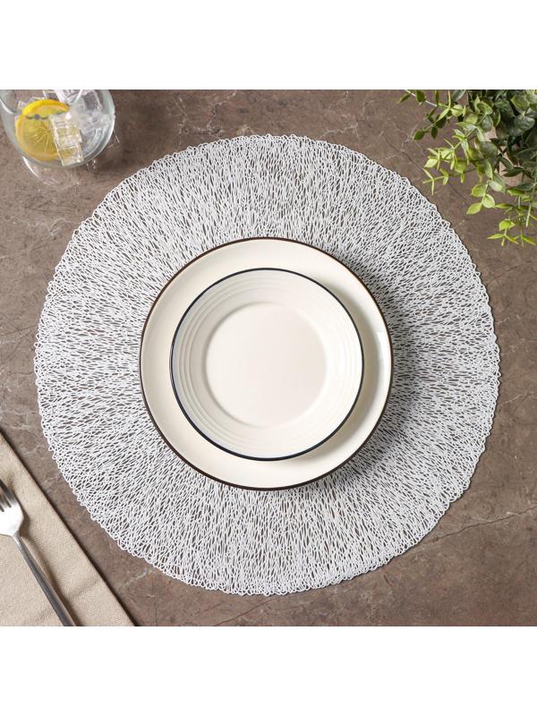 Набор салфеток сервировочных на стол Доляна «Соломка», d=38 см, 4 шт, цвет светло-серый