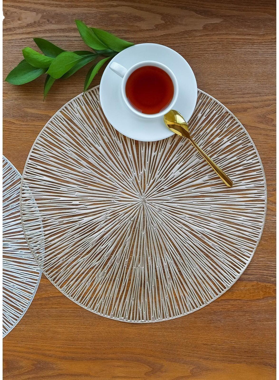 Набор салфеток сервировочных на стол Доляна «Сияние», d=38 см, 4 шт, цвет золото