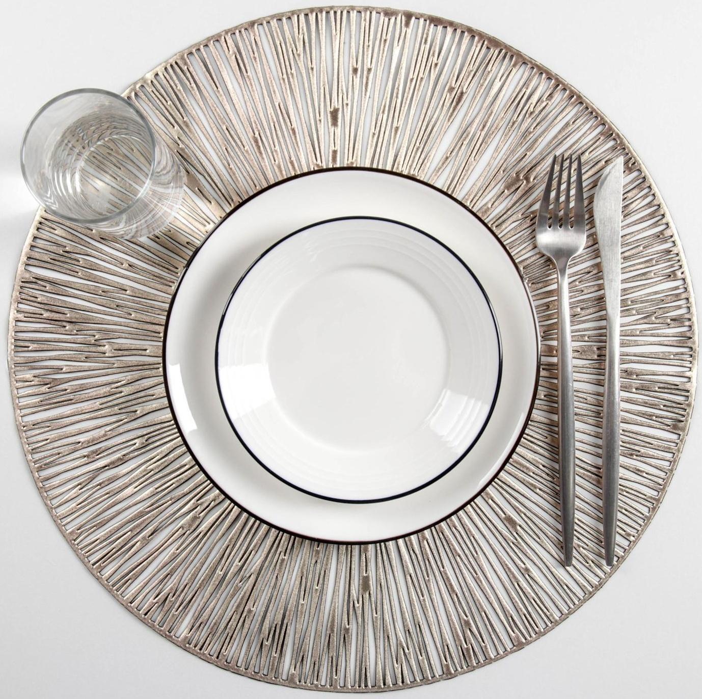 Набор салфеток сервировочных на стол Доляна «Сияние», d=38 см, 4 шт, цвет золото