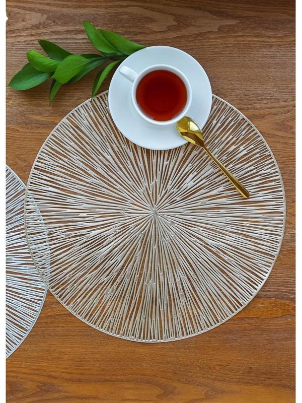 Набор салфеток сервировочных на стол Доляна «Сияние», d=38 см, 4 шт, цвет золото