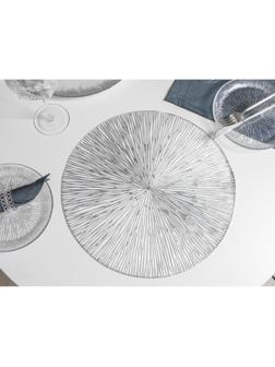 Набор салфеток сервировочных на стол Доляна «Сияние», d=38 см, 4 шт, цвет серебро