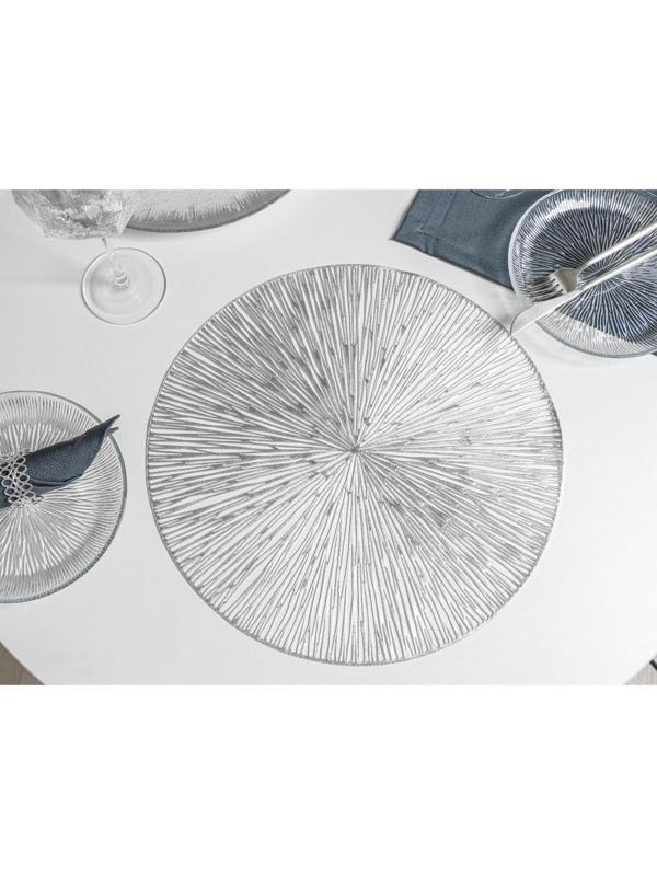Набор салфеток сервировочных на стол Доляна «Сияние», d=38 см, 4 шт, цвет серебро
