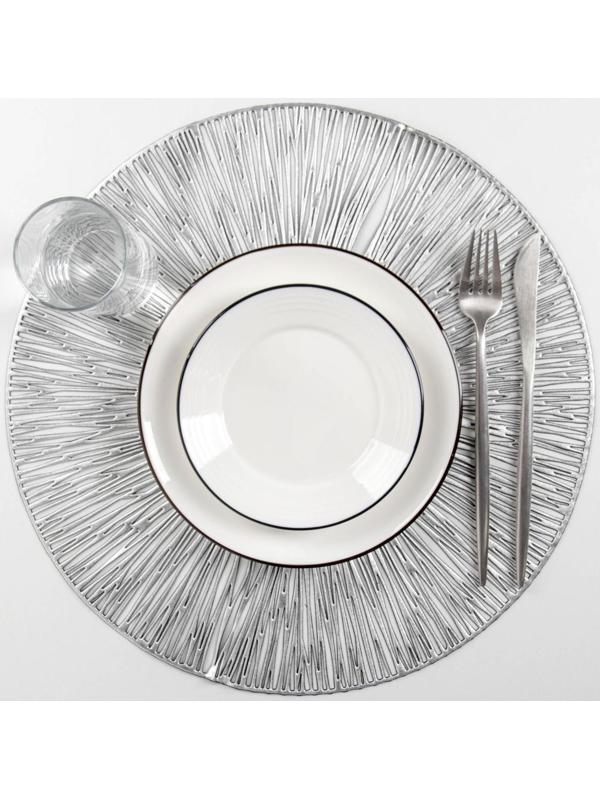 Набор салфеток сервировочных на стол Доляна «Сияние», d=38 см, 4 шт, цвет серебро