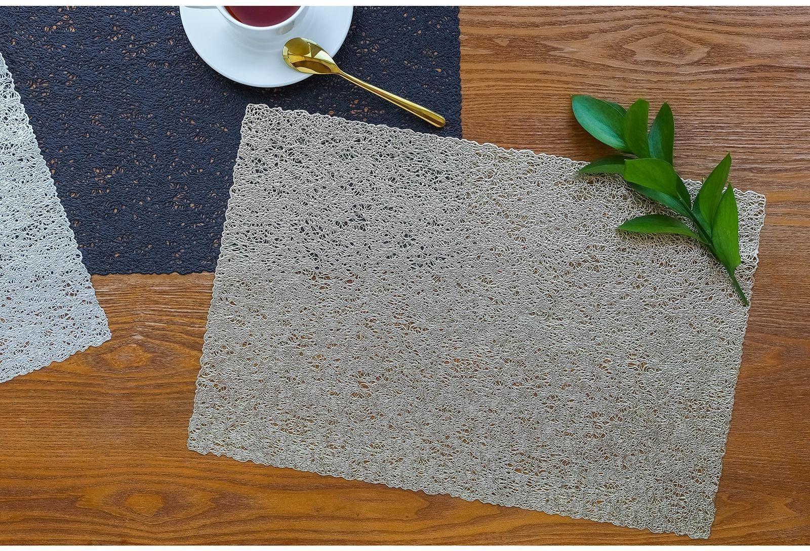 Набор салфеток сервировочных на стол Доляна «Соломка», 30×45 см, 4 шт, цвет золотой