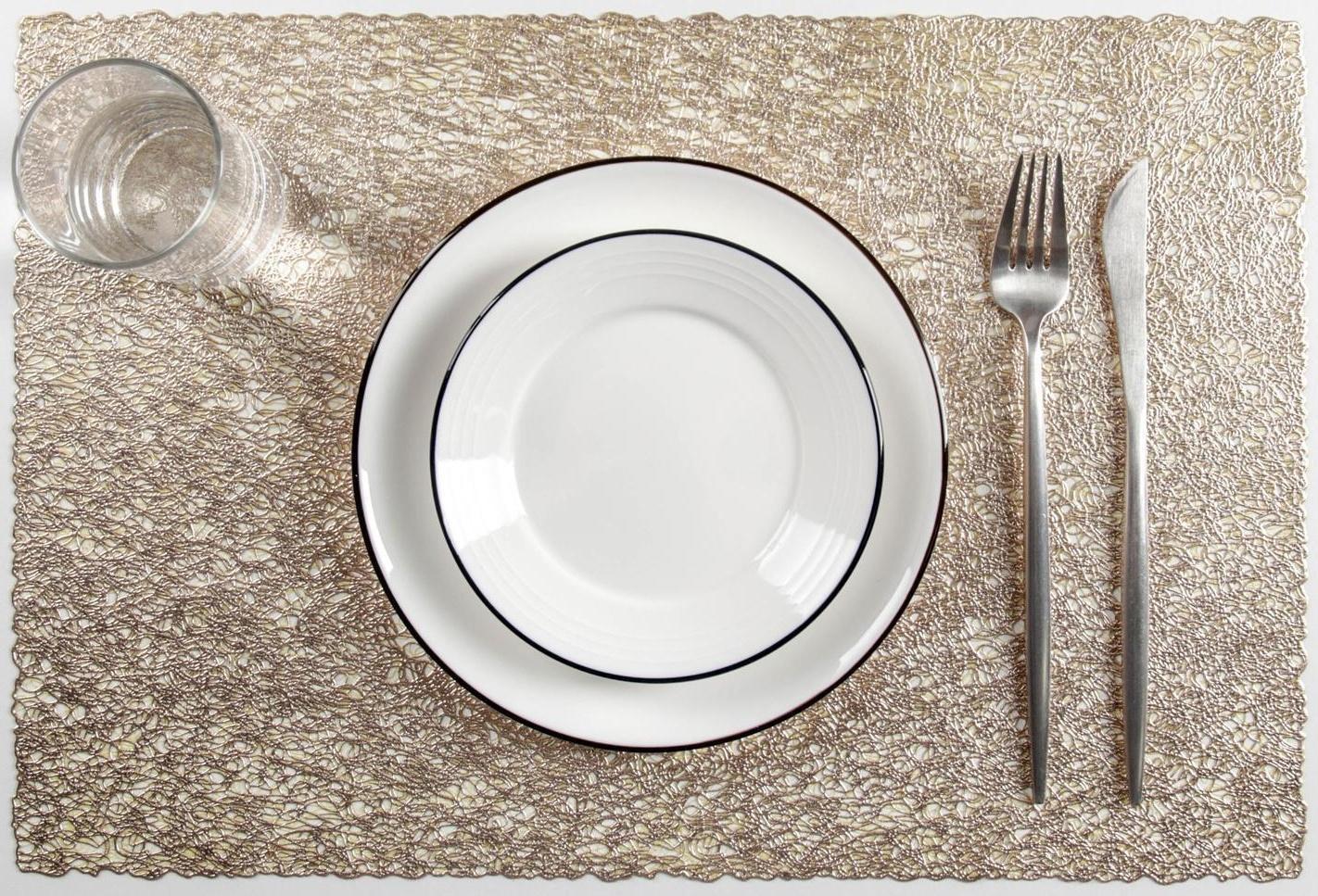 Набор салфеток сервировочных на стол Доляна «Соломка», 30×45 см, 4 шт, цвет золотой