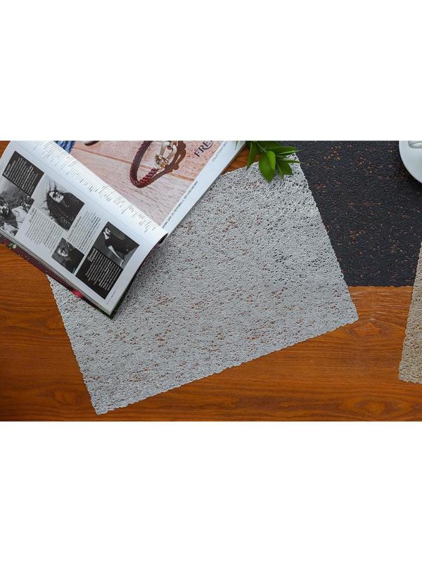 Набор салфеток сервировочных на стол Доляна «Соломка», 30×45 см, 4 шт, цвет серебряный