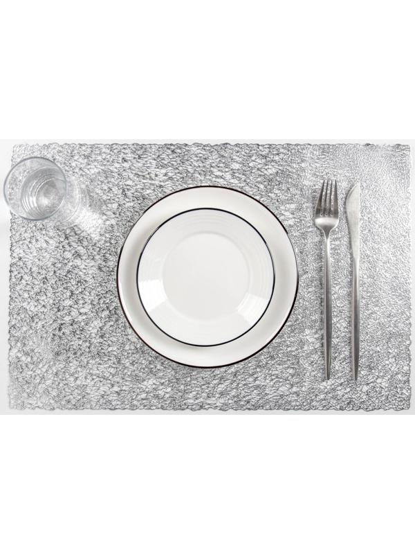 Набор салфеток сервировочных на стол Доляна «Соломка», 30×45 см, 4 шт, цвет серебряный