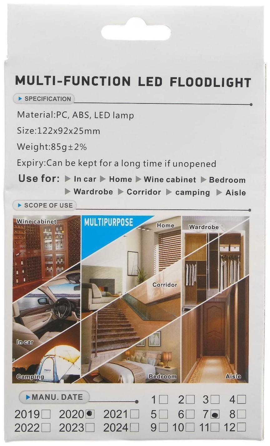 Светильник светодиодный в автомобиль, на магните, 10 LED, черный